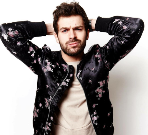 Actor Thomas Ancora modelling an ASOS leather jacket